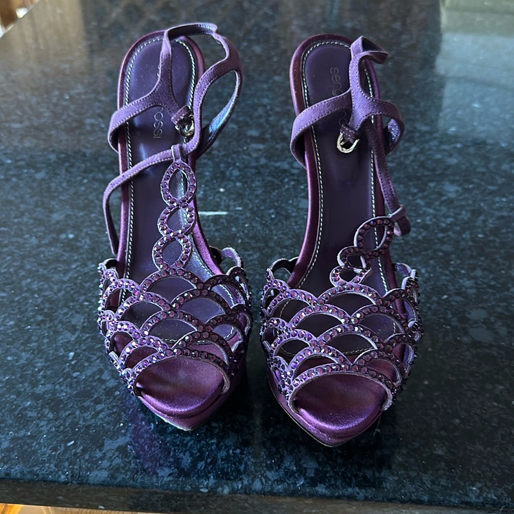 Sergio Rossi Purple Crystal Heels, 39.5